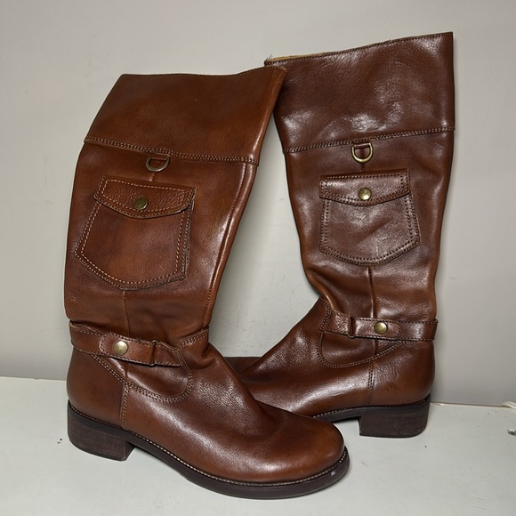 Miz Mooz Moray Brown Leather vintage Tall Boots with pocket - Picture 1 of 13